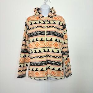 O'Neill Sierra Tribal Pattern Fleece Teddy Hooded Jacket 1/4 Zip Pullover SzM